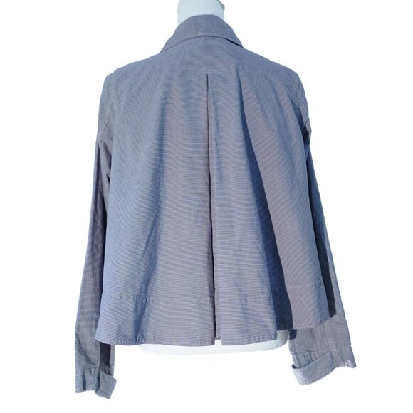 THE GREAT. Blue Railroad-Stripe Swing Jacket Utility Jacket - Picture 5 of 12